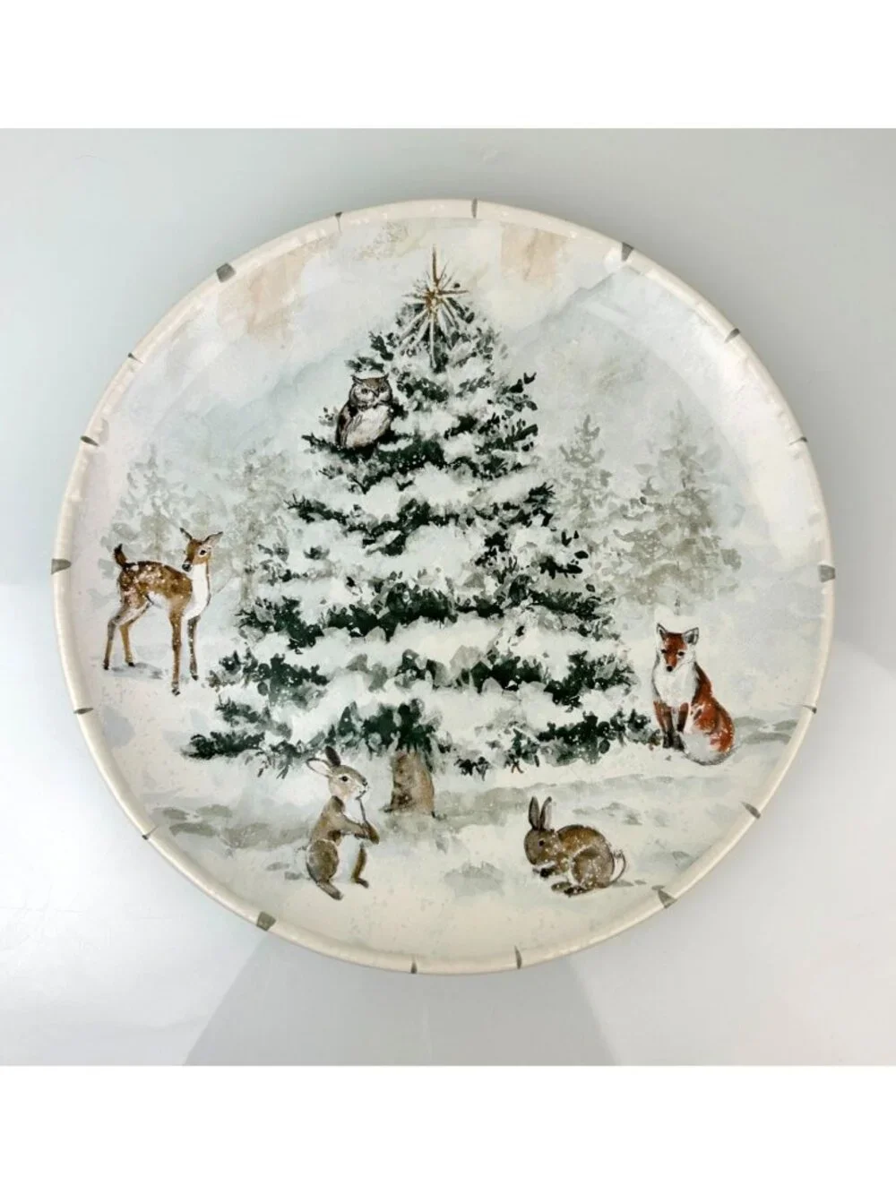 Certified International Susan Winget Winter's Frost Animals Winter Dinner Plate